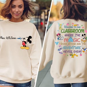Personalized Teacher Sweatshirt, Teacher Shirt, Mickey Mouse Sweatshirt, Disney Sweatshirt, Custom Name, Disney Teacher,Back to School Shirt