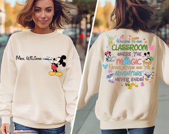 Sudadera personalizada para profesor, camiseta para profesor, sudadera de Mickey Mouse, sudadera de Disney, nombre personalizado, Disney para profesor, camiseta de regreso a clases