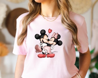 Camiseta vintage de Mickey y Minnie, camiseta de San Valentín de Disney, camisetas de viaje de San Valentín de Disney, camiseta de pareja de Mickey y Minnie para San Valentín