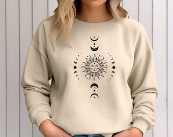 Bluza Mystic Moon And Sun, Koszulka Mystical Moon Phase, Koszulka Moon Phase, Koszulka Boho Vintage Moon, Koszulka Celestial Moon, Koszulka Spiritual