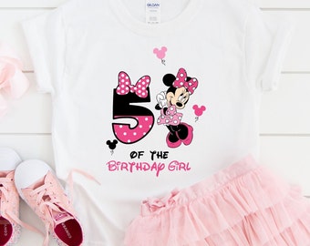 Minnie Maus Geburtstagskind Shirt, Disney-Geburtstagsparty, 1.-7.Geburtstagsgeschenk, Disneyland Geburtstagsreise, Geburtstagsprinzessin, individuelles Geschenk