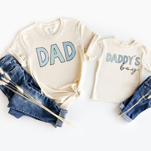 Daddy & Daddy&#39;s Boy College Matching T-Shirts, Dad Shirt, First Time Dad Shirt, Retro Fathers Day Shirt Gift for Husband,Cool Dad Club Shirt