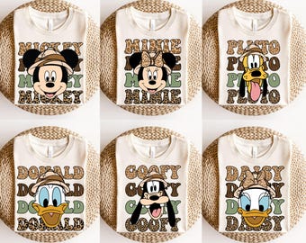 Mickey and Minnie Safari Shirt, Vintage Safari Mode Shirt, Disney Animal Kingdom Matching Shirt,Safari Mode Disney Tee,Disney Characters Tee