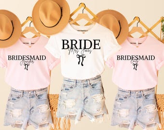 Custom Bride Bridesmaid Shirt, Bridal Party Gift, Wedding Day Getting Ready, Trendy Bachelorette Merch, Group Matching Tee, Bride Gift
