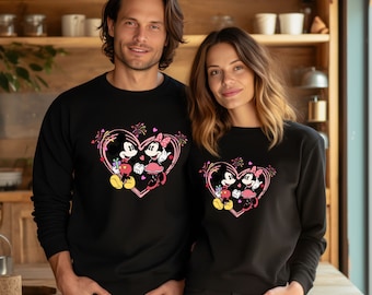 Disney Characters Happy Valentine Day Sweater, Mickey and Friends Happy Valentine Shirt, Disney Love Crewneck, Disneyland Valentine Couple