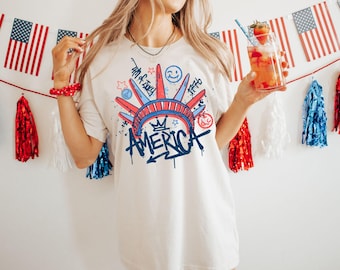 4th of July Statue of Liberty Shirt, USA Tee, America 4th July Shirt, USA America Flag, American Girl Shirt, July Fourth Shirt,Freedom Shirt