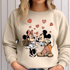 Mickey And Minnie Couple Sweatshirt, Disney Checkers Lover Shirt, Cute Mickey Shirt, Cute Minnie Shirt,Disney Matching,Her Mickey His Minnie