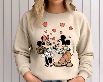 Bluza z kapturem dla pary Mickey i Minnie, koszula kochanka Disneya w kratkę, słodka koszulka Mickey, słodka koszulka Minnie, pasujące do Disneya, jej Mickey, jego Minnie