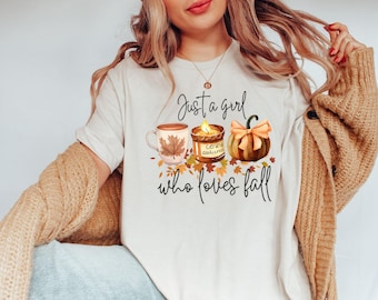 Nur ein Mädchen, das Herbst Shirt liebt, Kaffee Shirt, Kürbis Shirt, Coquette Shirt, gemütliches Vibes Shirt, Herbst Liebhaber T-Shirt, Herbst T-Shirt, Geschenk für Shirts