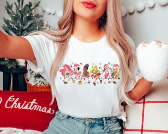 Maglietta natalizia Principessa Disney, Felpa natalizia Disney, Maglietta natalizia coordinata Disney per bambine, Maglietta viaggio Disney per bambine, Regalo di Natale