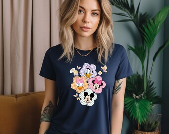 Moletom de primavera da Disney, camiseta de flores e borboletas da Disney, camiseta de primavera do Mickey e seus amigos da Disney, camisetas da Disneylândia, camiseta de flores da Disney