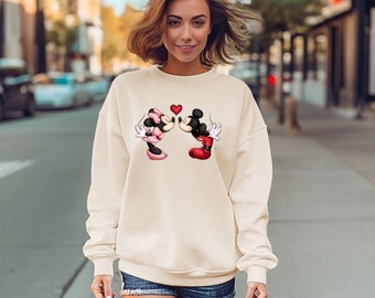 Mickey Minnie Kissing Sweatshirt, Disney Couple Shirt, Valentine's Day Tee, Love Shirt,Disney Shirt,Disney Trip Shirt,Disney Matching Shirts