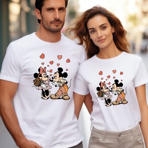 Disney Mickey Minnie Couple Love Shirt, Mickey and Minnie Valentines Day T-Shirt, Disneyland Love Shirts, Mickey Minnie Shirt, Kiss Love Tee