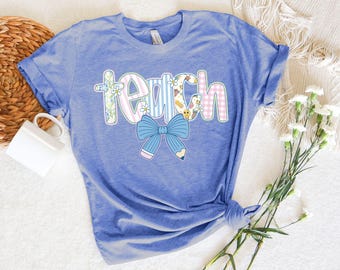 Camiseta floral para maestra, bonito regalo para maestra, camiseta floral de primavera para maestra, regalo para maestra, camiseta de enseñanza, regalo de agradecimiento para maestra
