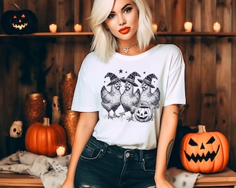 Sweatshirt kip heksen grappig Halloween, vintage trui kip heks, grappig vrouwen Halloween-cadeau, grappig Halloween-T-shirt