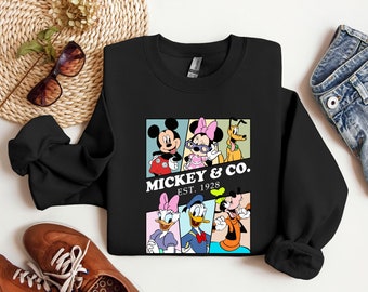 Retro Mickey & Co Sweatshirt, Disneyland Sweatshirt, Disneyworld T-Shirt, Disney Characters Shirt, Mickey and Friends Tee,Disney Trip Shirts