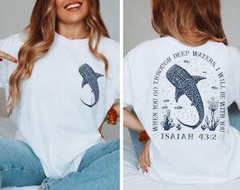 T-shirt walvishaai, Beachy shirt, shirt haai, Jezus T-shirt, Beachy T-shirt, Beachy T-shirt, zomer T-shirt, shirt Christian Ocean, T-shirt kokosnoot meisje