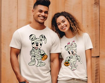 Camiseta de Mickey y Minnie, camiseta de Halloween de Mickey y Minnie, camiseta de regalo de Halloween de Disney, camiseta divertida de Halloween, camiseta vintage de Disney