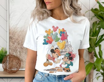 Vintage Mickey and Minnie Balloon Shirt, Retro Disney Valentine T-Shirt Mickey Balloons Tee, Disney Couple Shirt Disney Gift for Him and Her