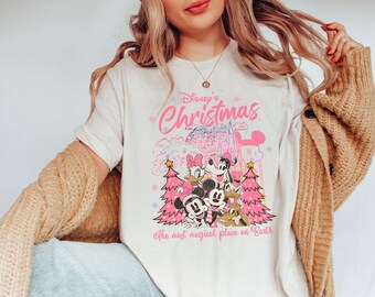 Disney Pink Weihnachtshemd, Micky und Freunde Weihnachtshemd, Retro Disneyland Weihnachtshemd, Mickeys Merry Christmas Party Hemd