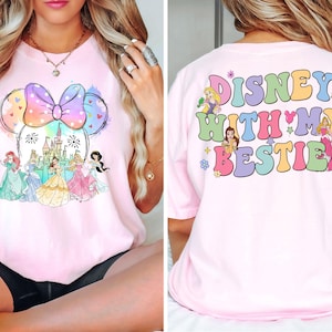 Disney With My Bestie Princess Shirt, Minnie Head Princess Comfort Colors Shirt, Disney World Girls Trip T-shirt, Magic Kingdom Shirt, Gift
