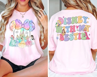 Disney With My Bestie Princess Shirt, Minnie Head Princess Comfort Colors Shirt, Disney World Girls Trip T-shirt, Magic Kingdom Shirt, Gift