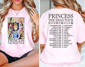 Prinsessan Eras Tour Bella Canvas T-shirt, Disney Princess Tour T-shirt, Disney Princess Figurer T-shirt, Disney Girl Trip T-shirt, Disneyland T-shirt
