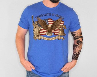 Chemise America 250, cadeau 250e anniversaire des États-Unis, chemise Statue de la liberté, célébration de l'aigle patriote 1776-2026, chemise joyeux 250e anniversaire des États-Unis