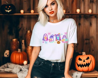 Coquette Neon Color Halloween Shirt,Halloween Ghost Shirt,Halloween Ghost Neon Shirt,Halloween Party Tee, Pumpkin Tee,Coquette Bow Girls Tee