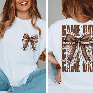 Coquette Bow Gameday Shirt, Baseball Mom Shirt,Sports Mama Gift,Preppy Aesthetic Shirts,Football Bow Shirt,Pink Coquette Shirt,Coquette Team