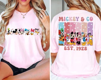 Camiseta de Mickey y compañía (1928), camiseta de San Valentín de Disney, camiseta de San Valentín feliz, camiseta de San Valentín de Mickey y sus amigos, camiseta de pareja moderna
