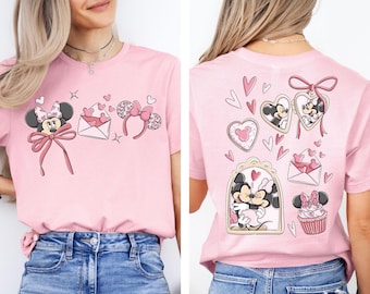 Disney Coquette Bow Valentinstag Shirt, Mickey & Minnie Valentinstag T-Shirt, Disney Paare Valentine Trip Shirt, Geschenk für Sie, Minnie Sweatshirt