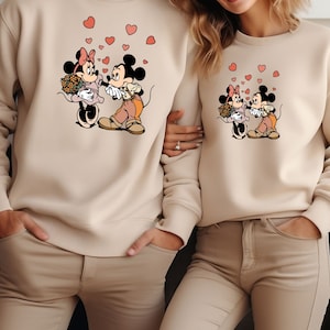 Mickey And Minnie Couple Sweatshirt, Disney Lover Shirt, Cute Mickey Shirt, Cute Minnie Shirt, Disney Matching Shirt, Her Mickey His Minnie