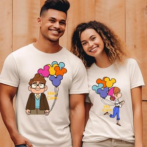 Zijn Carl Her Ellie-shirts, Carl en Ellie-shirts, t-shirt voor koppel omhoog, shirt Disney-cadeau paar cadeau, Disney huwelijksreis-T-shirt, hem en haar, mijnheer en mevrouw