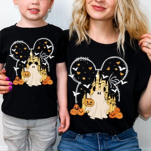Mickey and Minnie Halloween Shirt, Disney Couple Halloween Tee, Disney Magical Castle Halloween Shirt, Halloween Pumpkin Tee