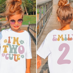 Two Cute Shirt, 2nd Birthday Shirt, Birthday Girl Shirt, 2nd Birthday Outfit, Toddler Birthday Shirt, Retro Groovy Birthday Girl, Two Year