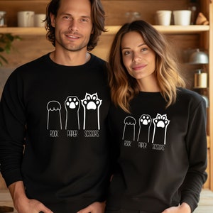 Schere Papier Sweatshirt, lustige Katze Pfoten Shirt, Unisex Rundhals Shirt für Katzenliebhaber, Katzenbesitzer Shirt, Katzenpfoten Shirts, Geschenk für Katzenmama