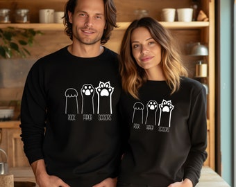 Schere Papier Sweatshirt, lustige Katze Pfoten Shirt, Unisex Rundhals Shirt für Katzenliebhaber, Katzenbesitzer Shirt, Katzenpfoten Shirts, Geschenk für Katzenmama