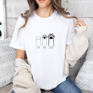 Stein Papier Schere Shirt, lustiges Katzenpfoten-Shirt, Unisex Rundhals-Shirt für Katzenliebhaber, Katzenbesitzer-Shirt, Katzenpfoten-Hemd, Geschenk für Katzenmama