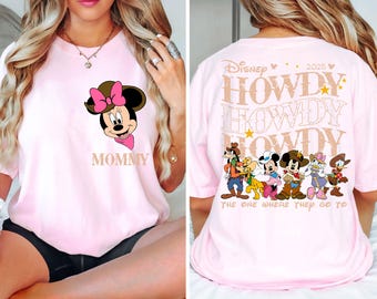 Mickey Minnie Howdy Shirt, Disney Western Family T-Shirt, WDW Family Trip 2025 Sweater, Western Style Sweatshirt, Family Matching Tee, Gift