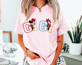 Camiseta de Minnie y Gigi de Disney, Camiseta de Gigi, Camiseta de Gigi, Camiseta adorable de Gigi, Regalo para Gigi, Regalo para la abuela, Camiseta de la abuela, Camiseta de Minnie de Disney