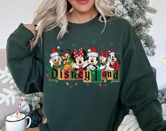 Retro Musse Pigg och vänner jultröja, Vintage Disneyland jultröja, Disneyland tröja, Julfamilj matchande tröja