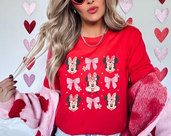 Pink Disney Minnie Shirt, Minnie Coquette Bow T-Shirt, Disney Minnie Sweatshirt, Gift for Her, Vintage Couple T-Shirt, Minnie Trip T-Shirt