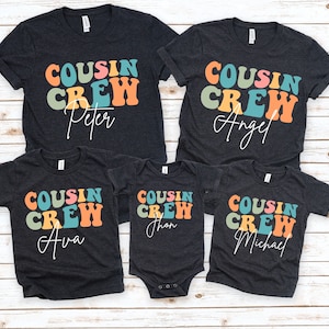 Personalized Groovy Cousin Crew Kids Shirt, Retro Custom Matching Cousins Shirts, Cousin Trip T-Shirt,Boho Natural Kids Youth & Adult Shirts