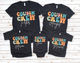 Personalized Groovy Cousin Crew Kids Shirt, Retro Custom Matching Cousins Shirts, Cousin Trip T-Shirt,Boho Natural Kids Youth & Adult Shirts