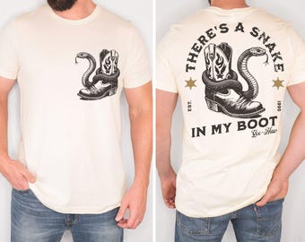 Toy Story Mens Shirt, There's A Snake In My Boot Front & Back Print Comfort Colors Heavy Weight Unisex Tee, Woody Park Hopper Shirt for Dad