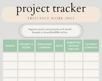 Project Tracker für Freelancer, Redakteure, Korrektoren. Sofortiger digitaler Download.