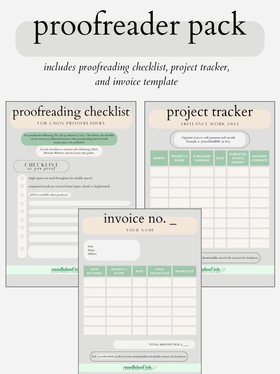 Freelancer Resources Pack. Proofreading Checklist, Project Tracker ...