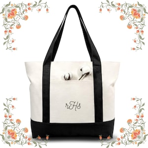 Personalized Monogrammed Canvas Bag Custom Embroidered Tote Eco-Friendly Shopping Bag Gift for Her Stylish and Durable Handbag Customizable