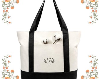 Personalized Monogrammed Canvas Bag Custom Embroidered Tote Eco-Friendly Shopping Bag Gift for Her Stylish and Durable Handbag Customizable